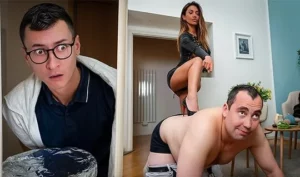A mother with big tits puts on a leather dress and dominates her stepson - MyPornerLeak