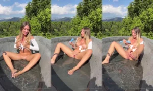 AubreyAddison Buzzes In An Outdoor Bathtub - MyPornerLeak Leak