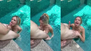 Katy Hollick Sucking Cum Out In Her Slutty Mouth In The Pool - Katy Hollick leak